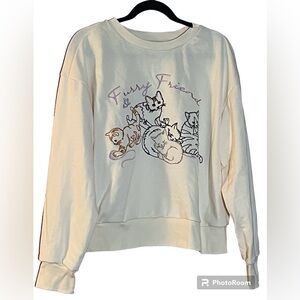 Cider TERRY ROUND NECKLINE cozy CAT kitten casual Pet SWEATSHIRT top Sz Medium